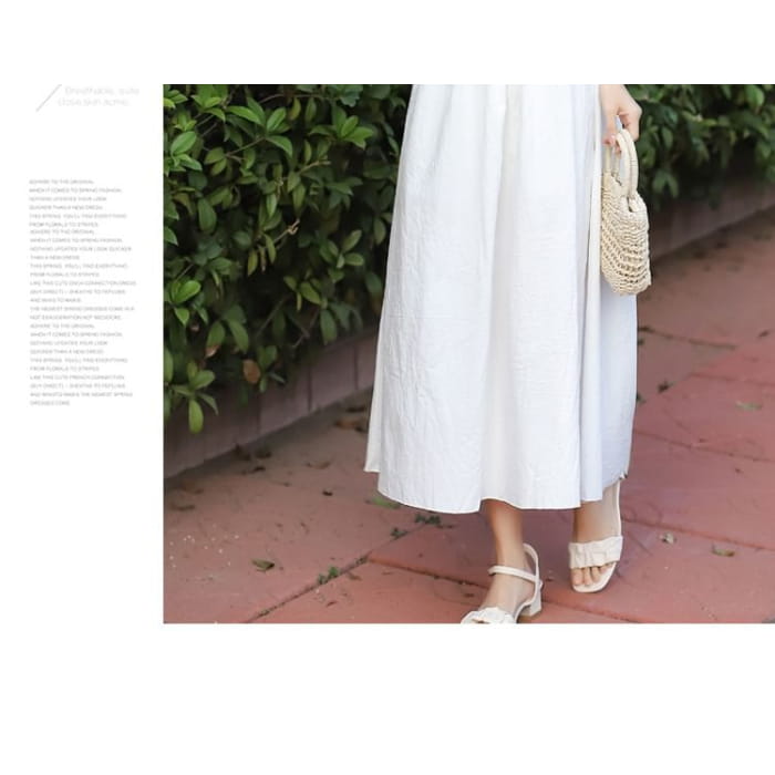 Spaghetti Strap Plain Smocked Midi