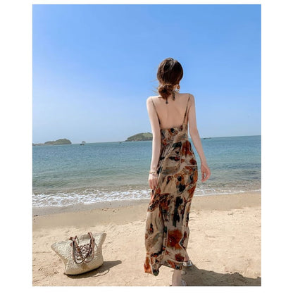 Spaghetti Strap Scoop Neck Printed Maxi