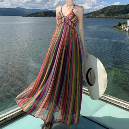 Spaghetti Strap Striped Maxi