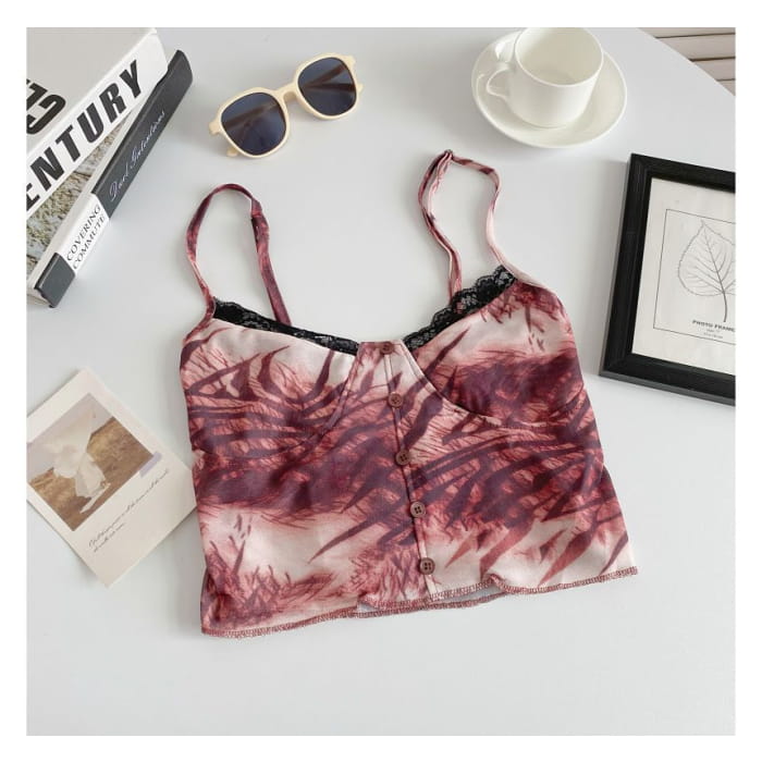 Spaghetti Strap Tie Dye Crop Bustier Top