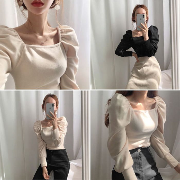 Square Neck Puff Sleeve Top