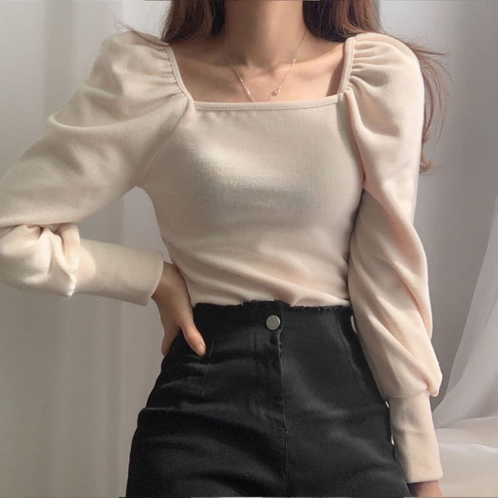 Square Neck Puff Sleeve Top