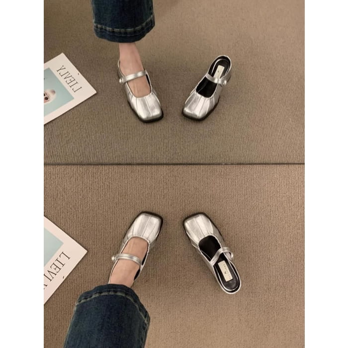 Square Toe Chunky Heel Mules