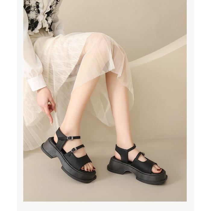 Square Toe Platform Plain Sandals