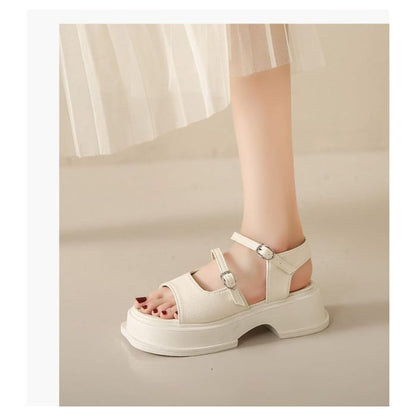 Square Toe Platform Plain Sandals