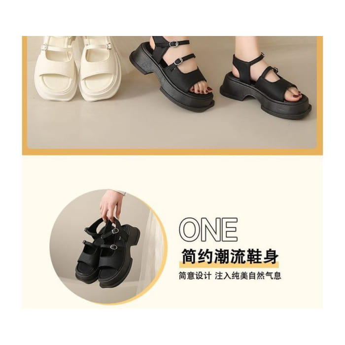 Square Toe Platform Plain Sandals