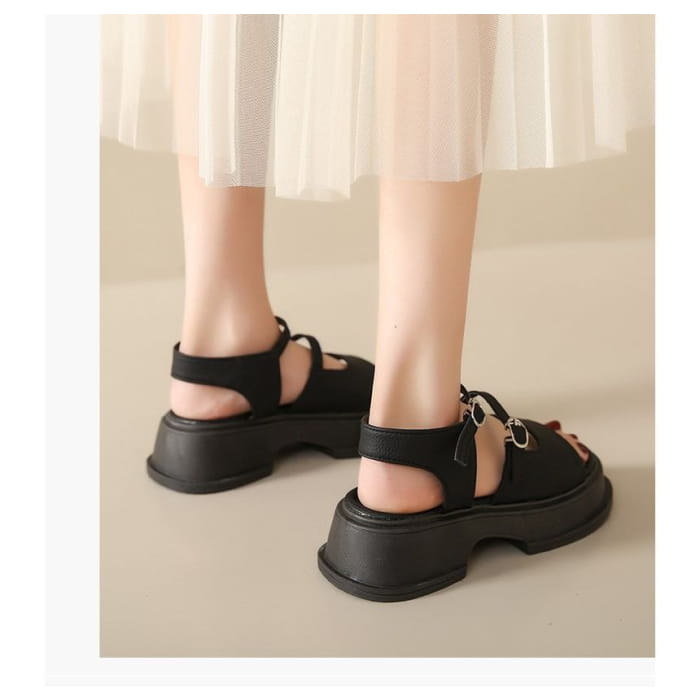 Square Toe Platform Plain Sandals