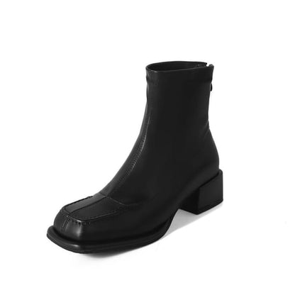 Square Toe Short Boots - Black / 33