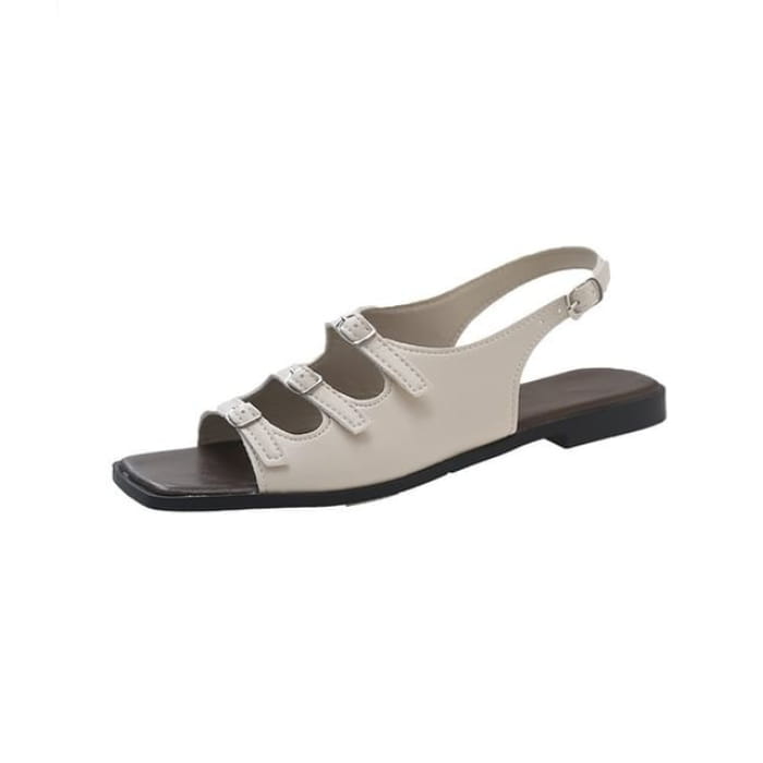 Square Toe Slingback Sandals - Off-White / 35