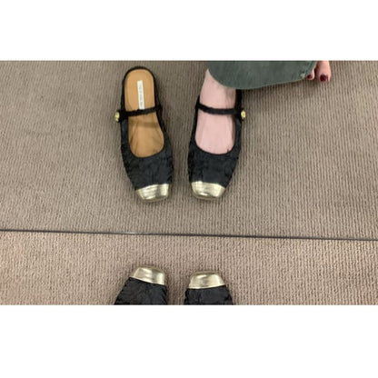 Square Toe Textile Mules