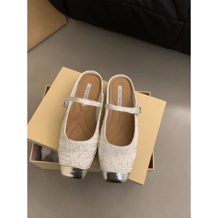 Square Toe Textile Mules - JX880-2 - Almond / 35