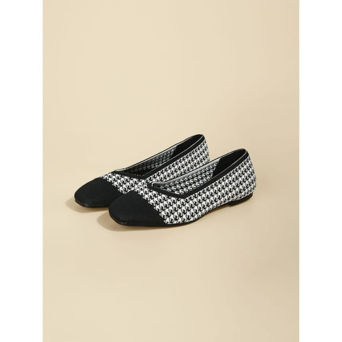 Square Toe Woven Flats