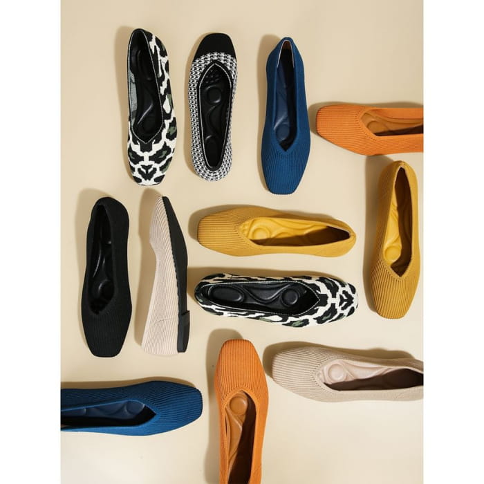 Square Toe Woven Flats