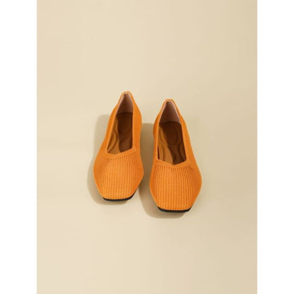 Square Toe Woven Flats - Orange / 34