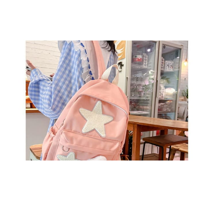 Star Applique Multi-Pocket Backpack