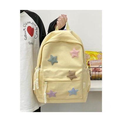 Star Applique Nylon Zipper Backpack