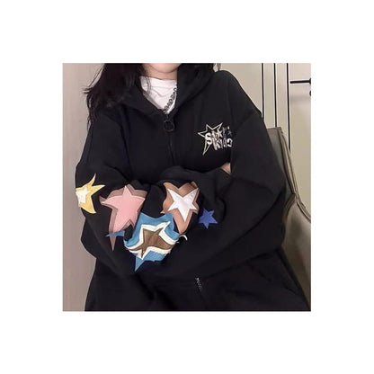 Star Applique Zip Hoodie