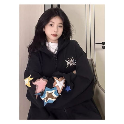 Star Applique Zip Hoodie