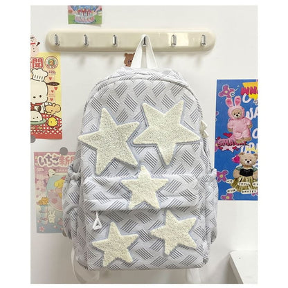 Star Applique Zipper Nylon Backpack