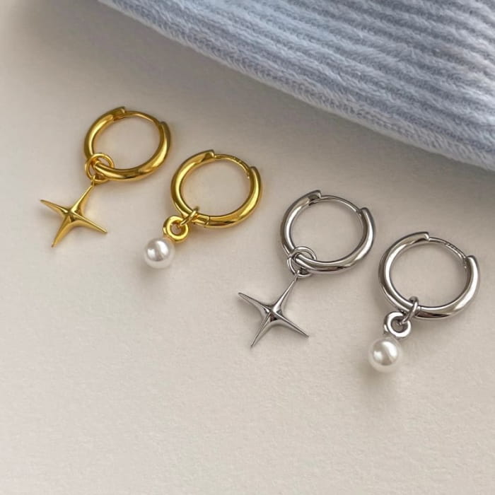 Star Asymmetrical Alloy Drop Earring - EH2236 - 1 Pair