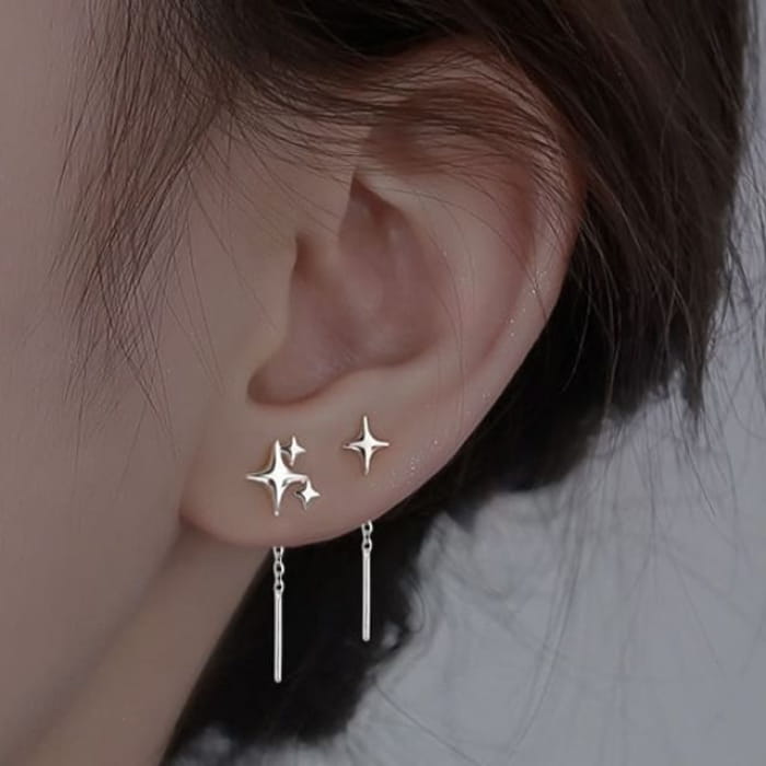 Star Asymmetrical Alloy Threader Earring