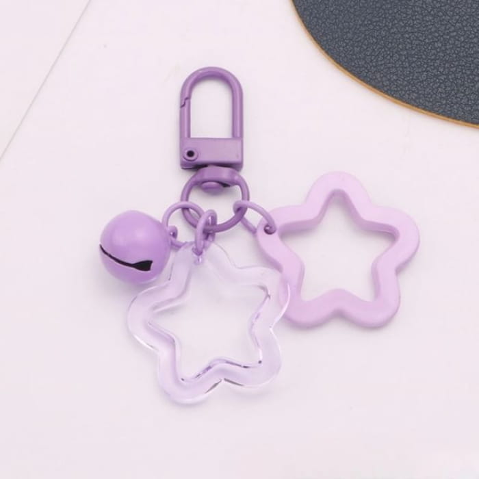 Star Bell Bag Charm Keyring - Q1205-1 - Purple / One Size