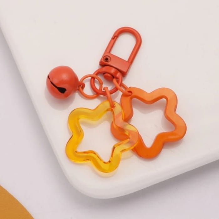 Star Bell Bag Charm Keyring - Q1205-8 - Orange / One Size