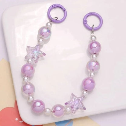 Star Faux Pearl Acrylic Bag Charm Keyring - Q1296-2