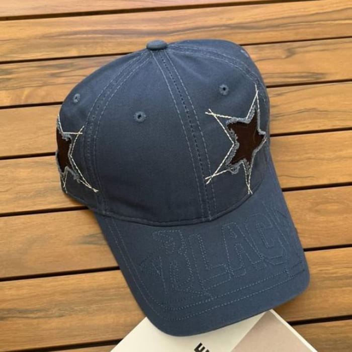 Star Pattern Cap - 651 - Navy Blue / One Size