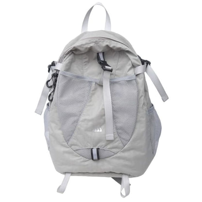 Star Print Mesh Panel Multi-Pocket Backpack - Gray