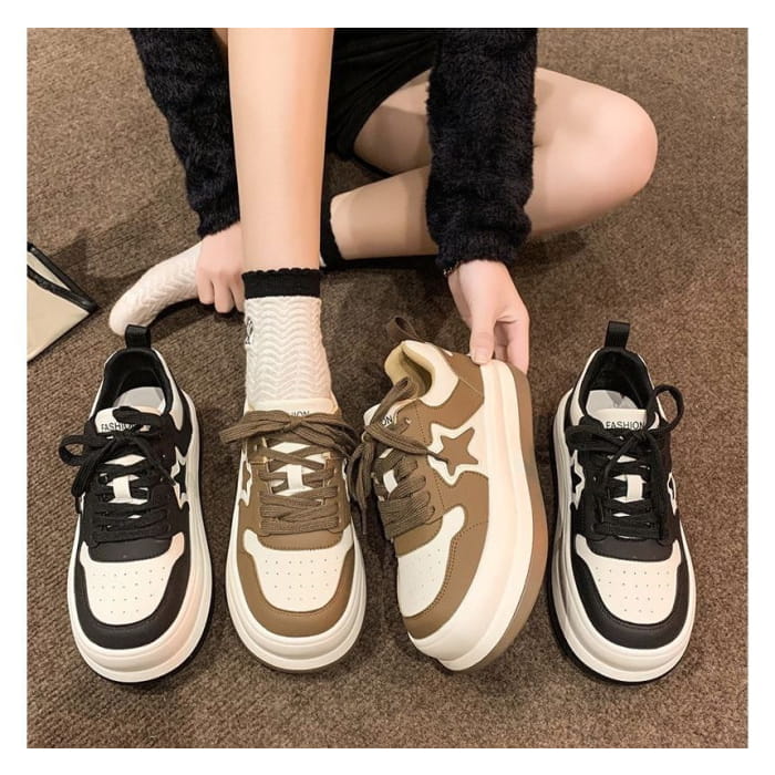 Star Print Platform Sneakers