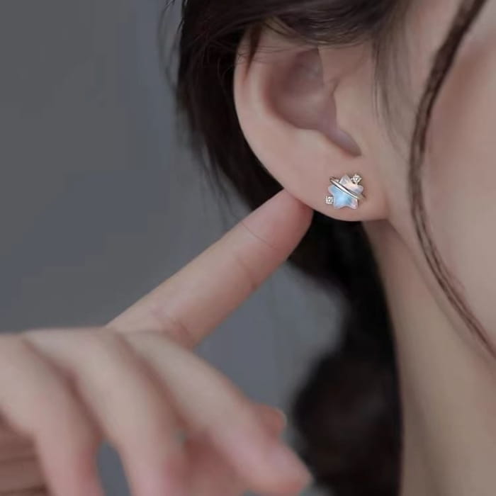 Star Resin Rhinestone S925 Sterling Silver Stud Earring