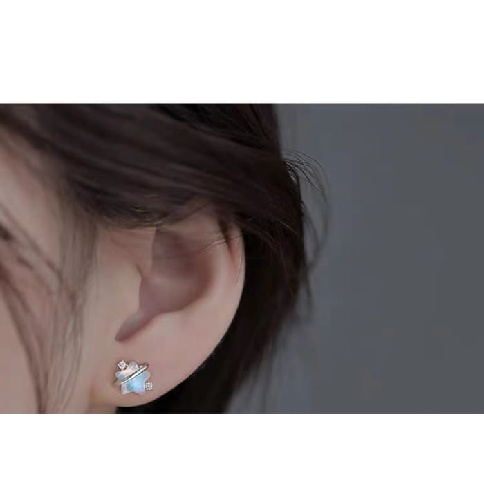 Star Resin Rhinestone S925 Sterling Silver Stud Earring