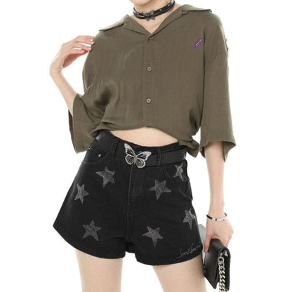 Star Rhinestone Shorts - Shorts