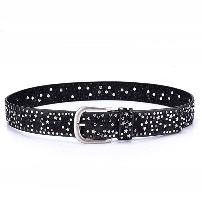 Star Rivet Belt - 90cm / 35.4 in / Black - Belts