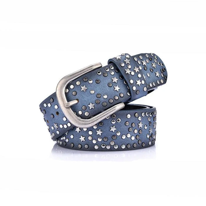 Star Rivet Belt - 90cm / 35.4 in / Blue - Belts