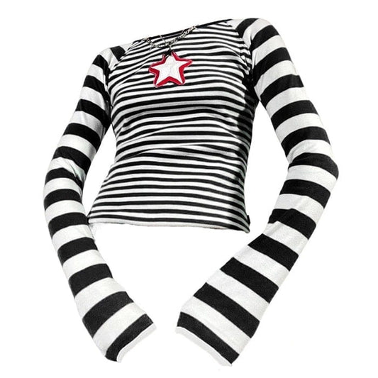 Star Striped Long Sleeve Top - Tops