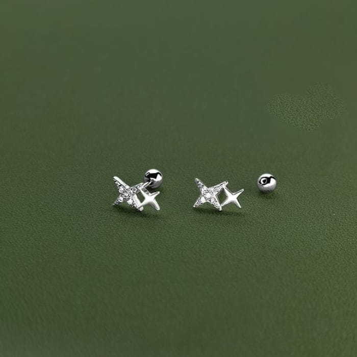 Star Threader Earring / Barbell - 1 Pair - Stud Earrings