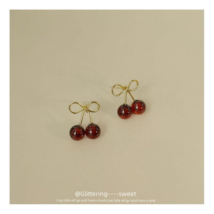 Sterling Silver Cherry Stud Earring