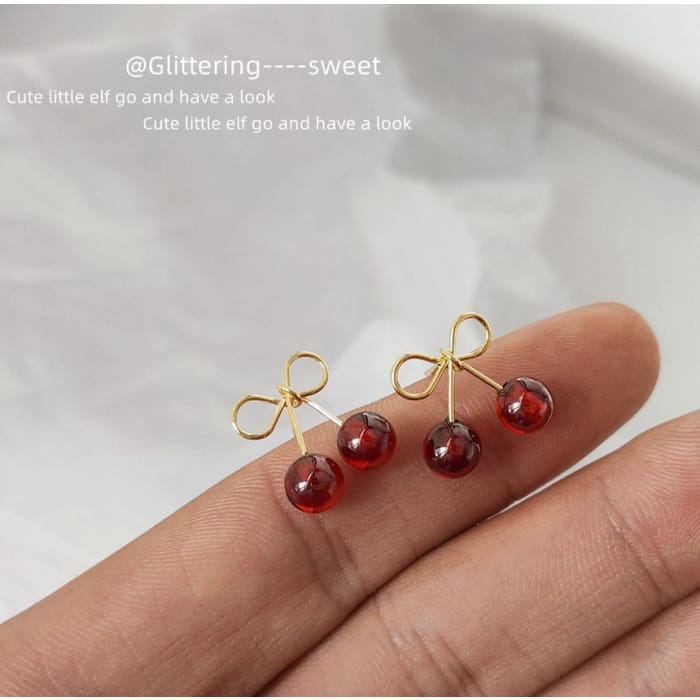 Sterling Silver Cherry Stud Earring