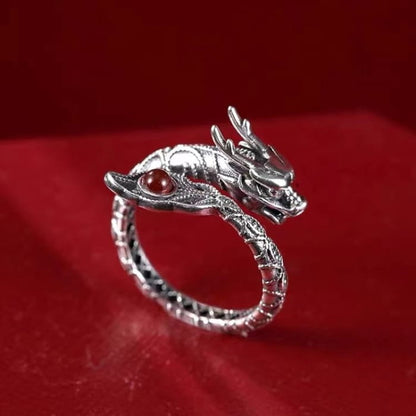 Sterling Silver Dragon Rhinestone Ring