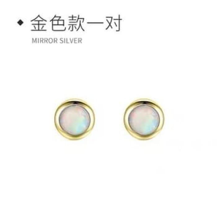 Sterling Silver Stud Earring - 1 Pair - Gold / One Size