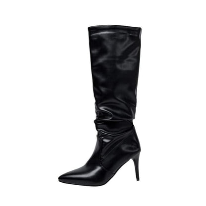 Stiletto Heel Tall Boots - Black / 34