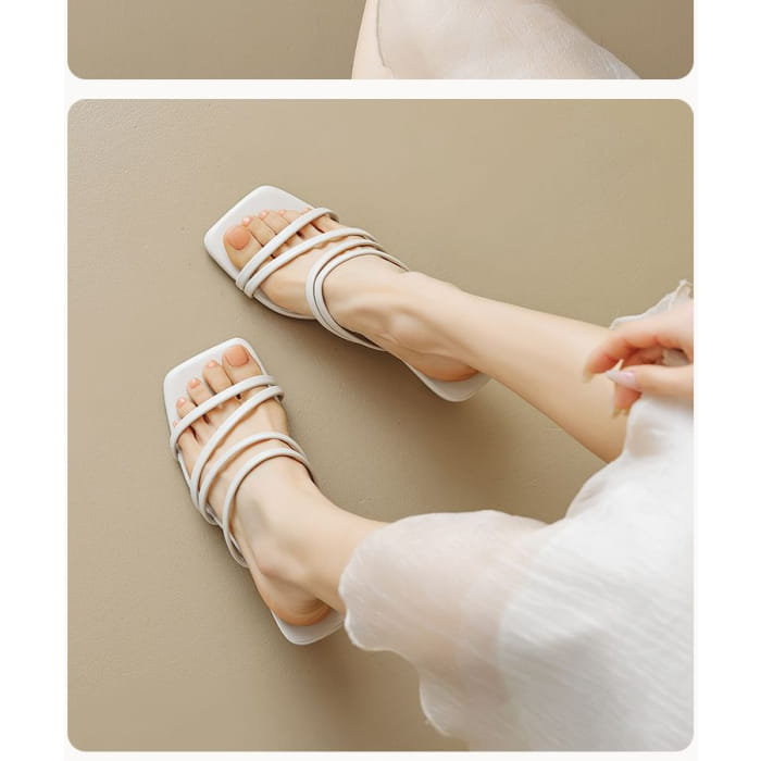 Strappy Kitten Heel Slide Sandals