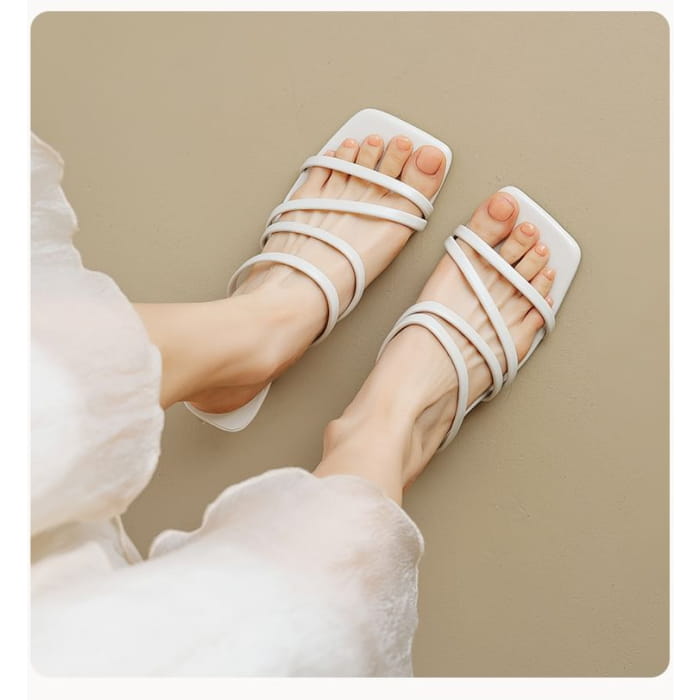 Strappy Kitten Heel Slide Sandals