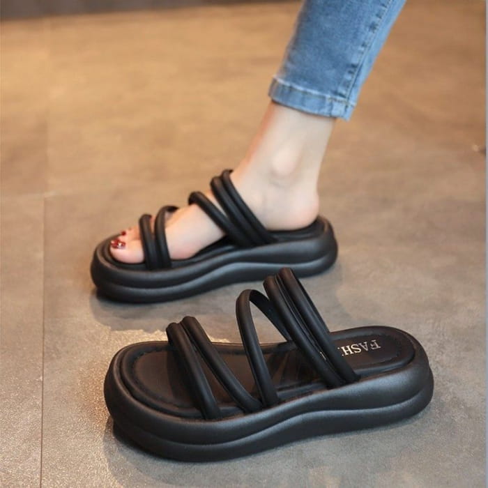 Strappy Platform Slide Sandals