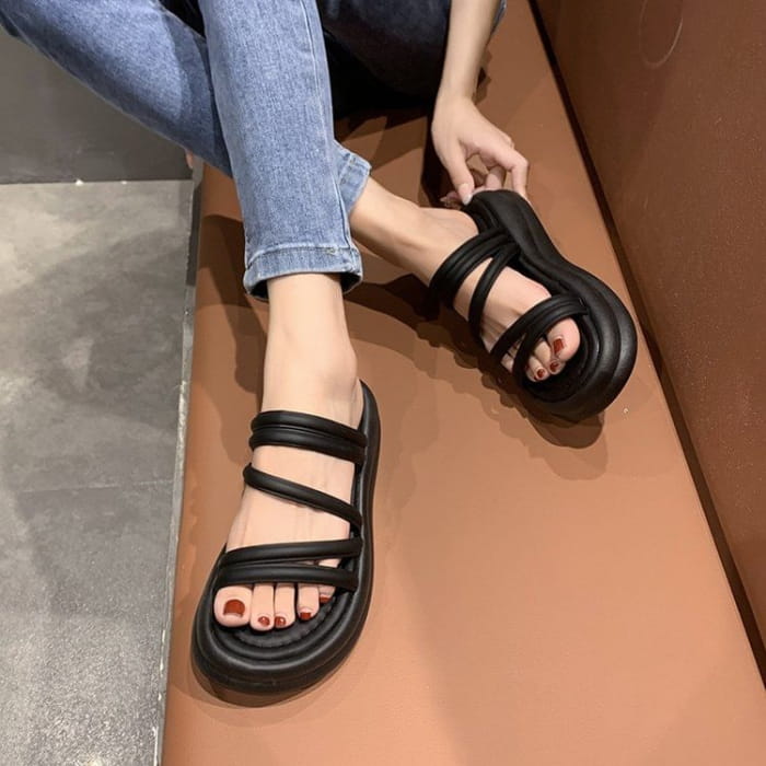 Strappy Platform Slide Sandals