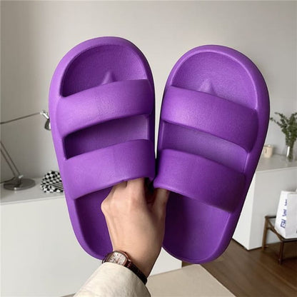 Strappy Platform Slippers - Dark Purple / 36 to 37