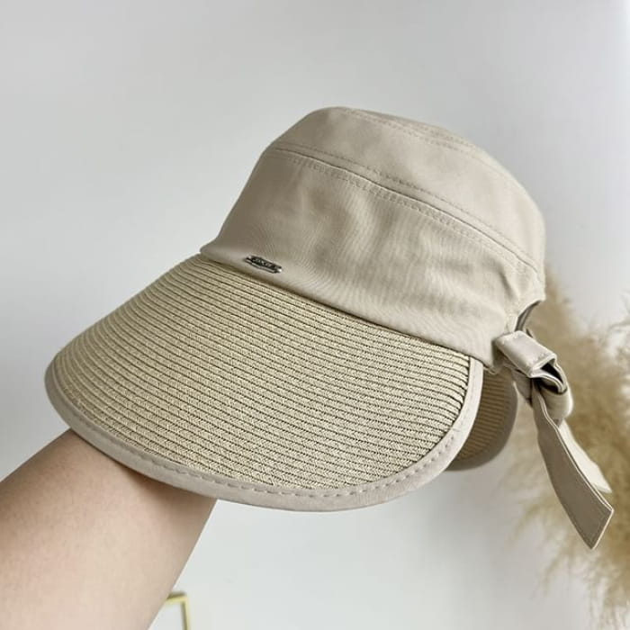 Straw Panel Sun Hat - Khaki / One Size