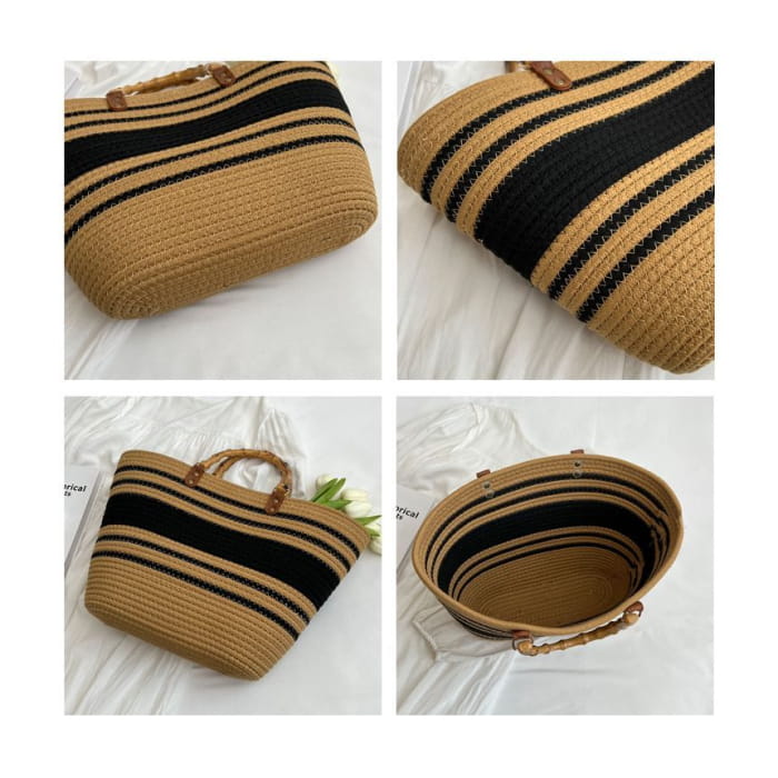 Straw Striped Tote Bag